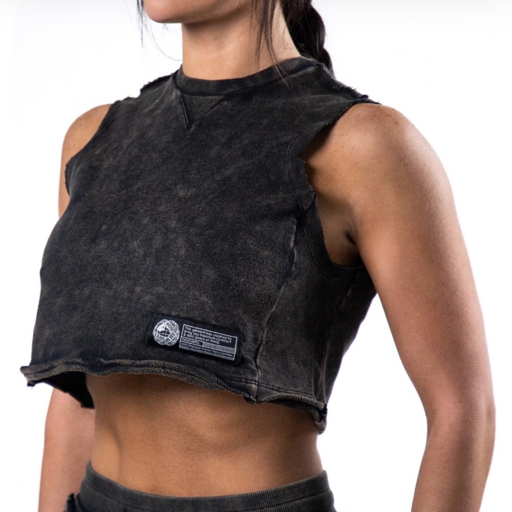 ALPHALETE VERY TERRY CROP CUTOFF in ONYX